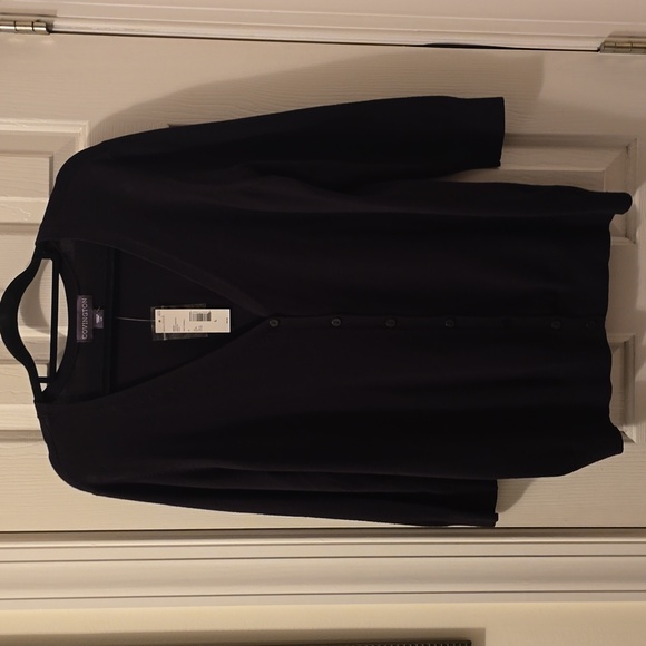 COVINGTON BRAND WOMEN'S BLACK FRONT BUTTON CARDIGAN V-NECK SWEATER SIZE LARGE - Picture 2 of 15